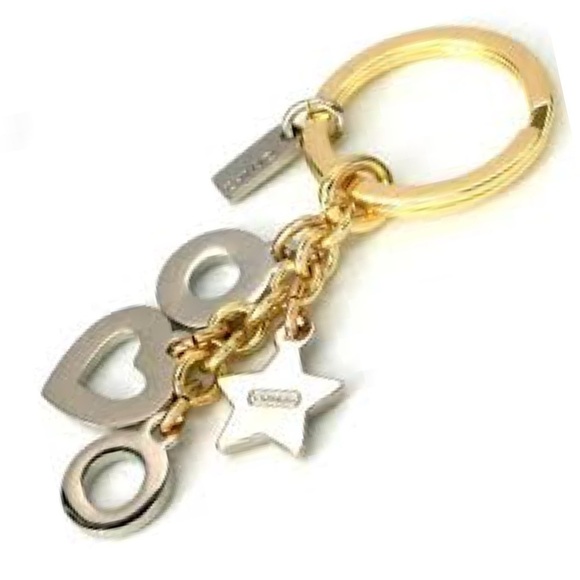 COACH OPEN HEART KEY RING CHAIN LETTERS C O A C H CHARM - Picture 2 of 4